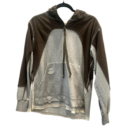 L/S Pieced ¼-Zip Hoodie – Charcoal Mix