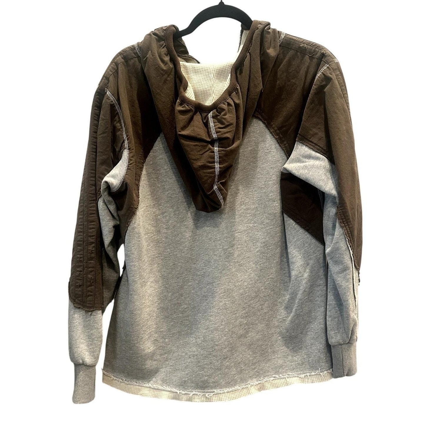 L/S Pieced ¼-Zip Hoodie – Charcoal Mix