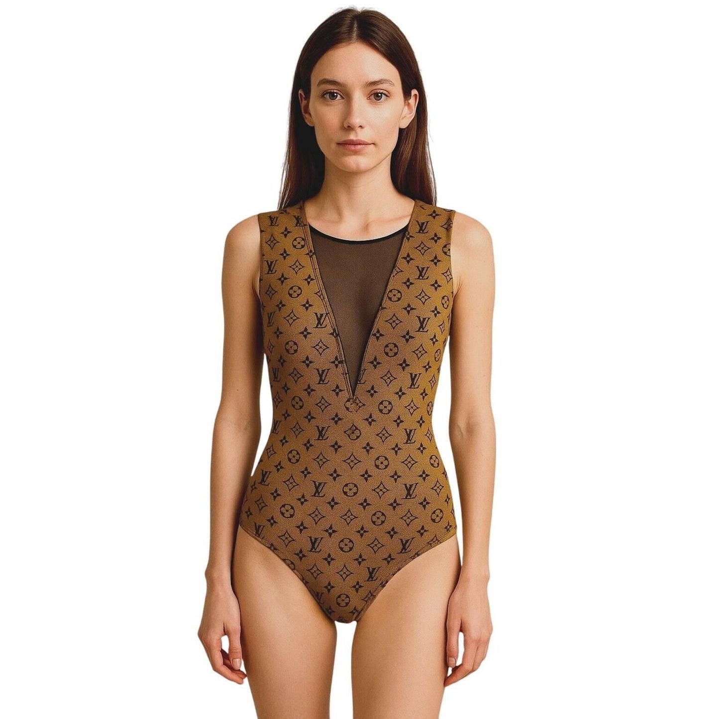 Monogram Jacquard Knit Bodysuit – Camel