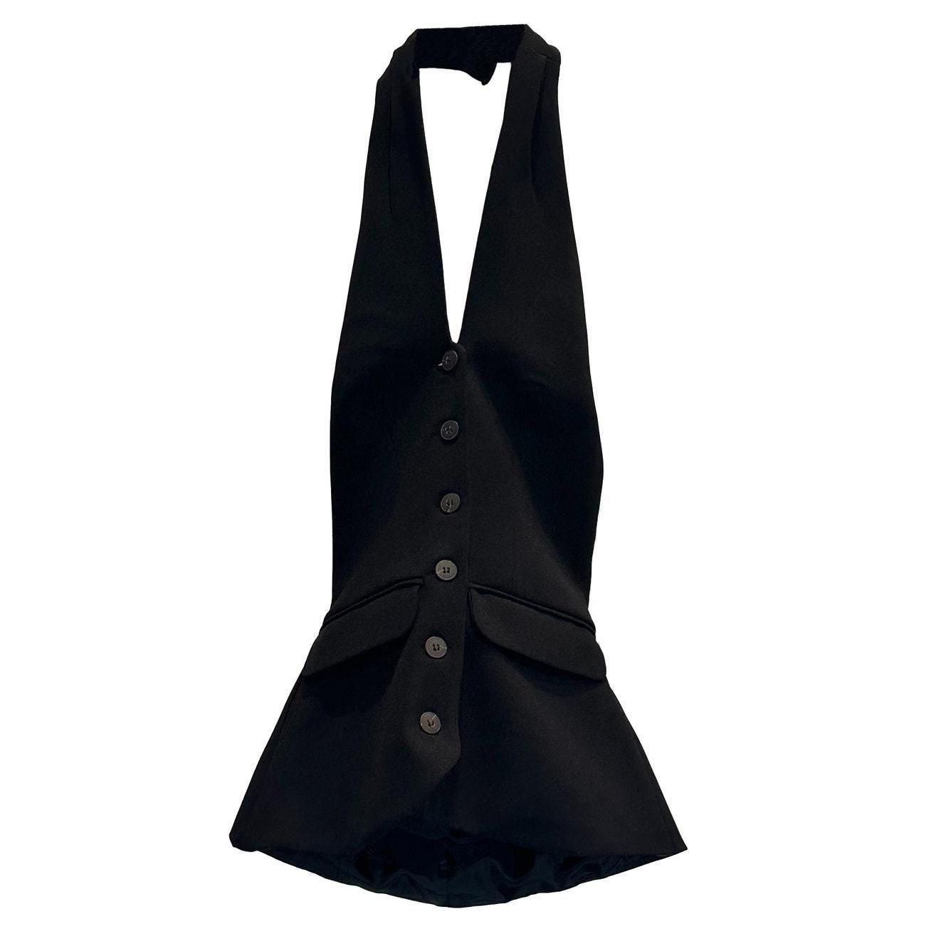 Premium Halter Tailored Tank – Black