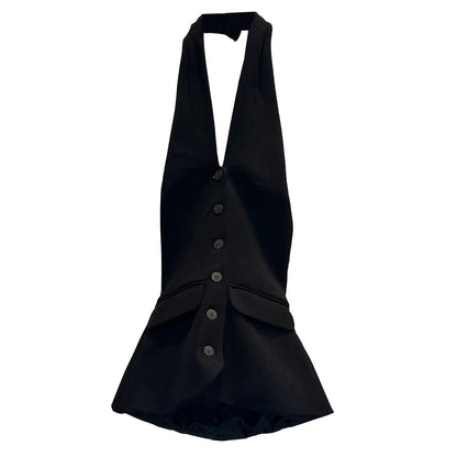Premium Halter Tailored Tank – Black
