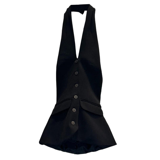 Premium Halter Tailored Tank – Black
