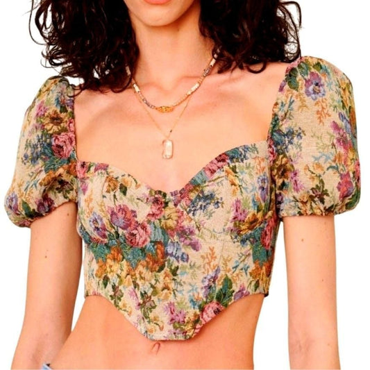 Floral Corset Crop Top – Multicolor
