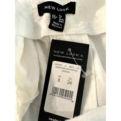 Sasha Square Neck Button Shoulder Top – White