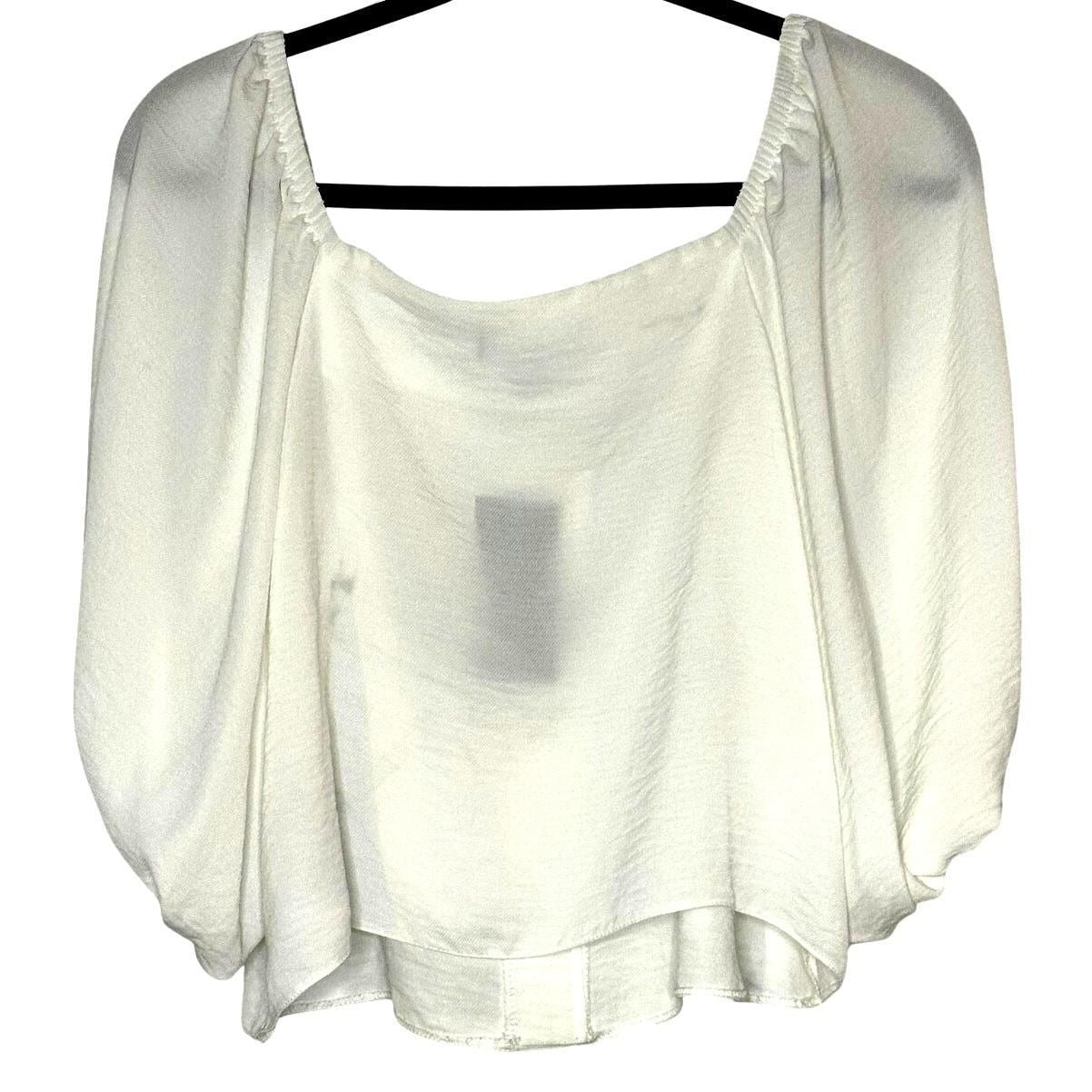Sasha Square Neck Button Shoulder Top – White