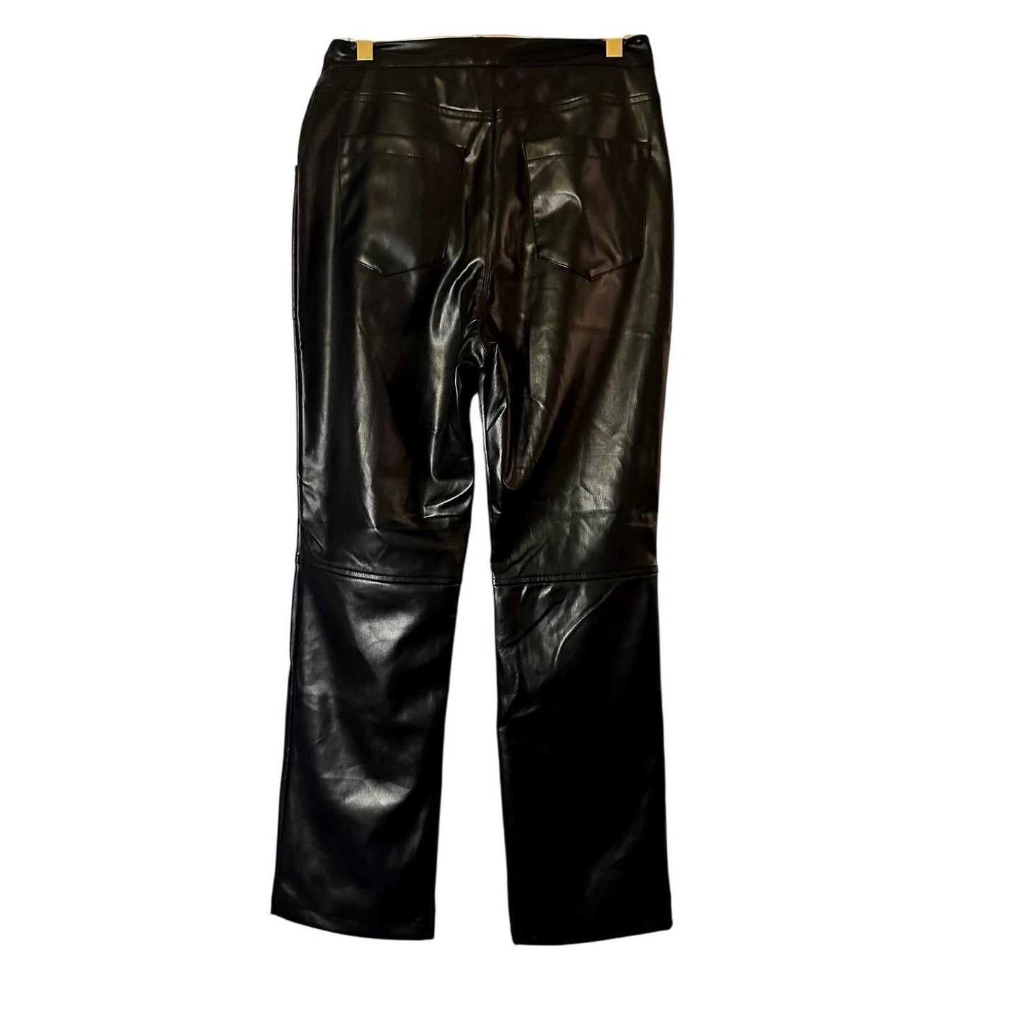 Girls Night Faux-Leather Straight-Leg Pants – Black