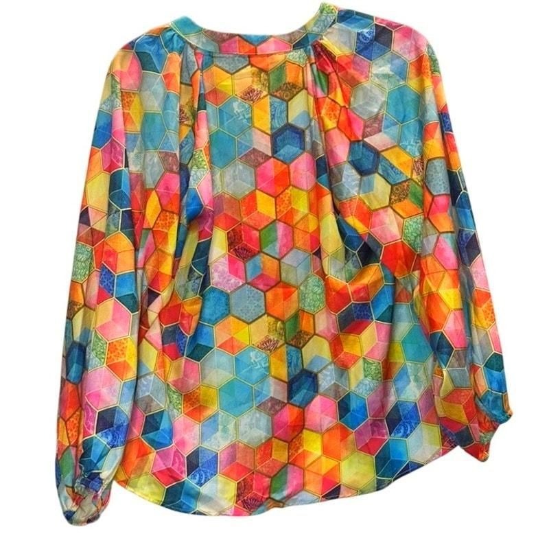 Geometric Cube Print Blouse