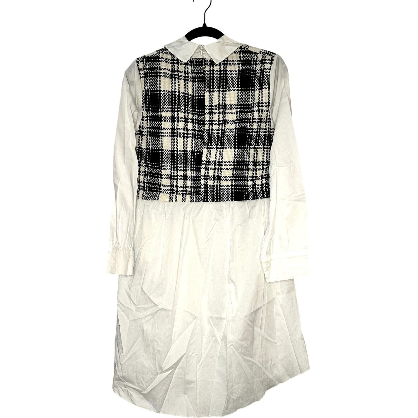 B/W 2-in-1 Plaid Vest Dress