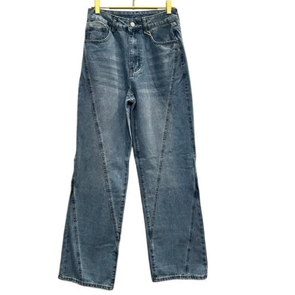 Vintage Denim Straight Leg Jeans – Blue