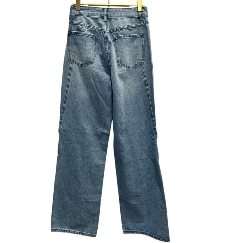 Vintage Denim Straight Leg Jeans – Blue