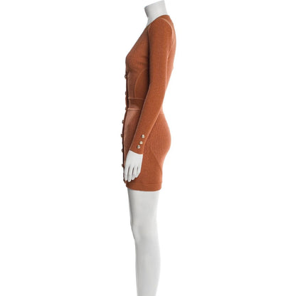 Zem Rib Knit Dress – Metallic Rust
