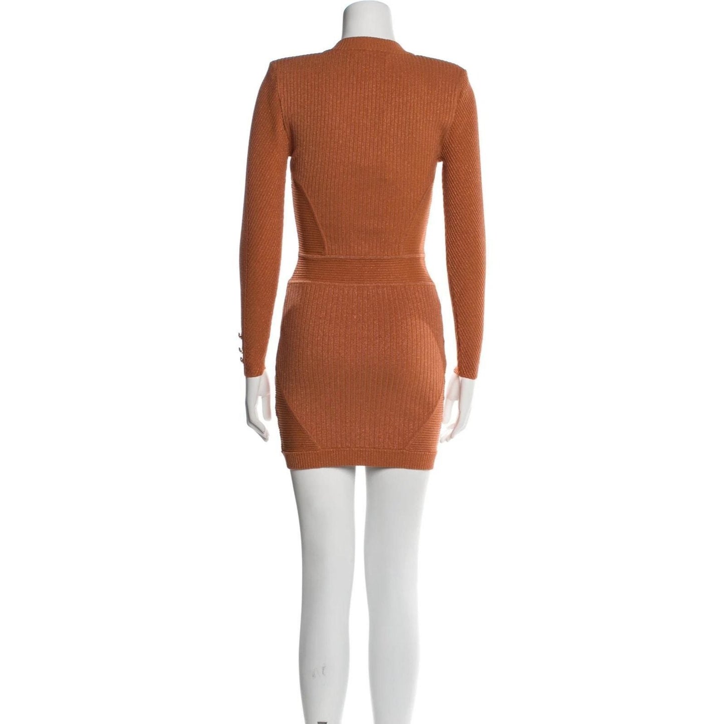 Zem Rib Knit Dress – Metallic Rust