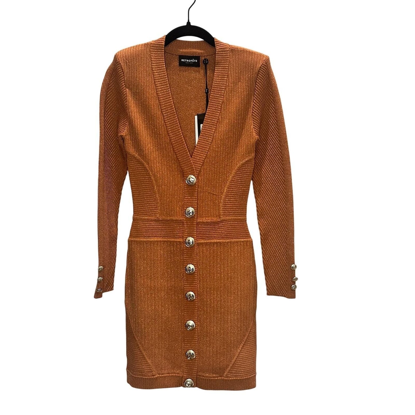 Zem Rib Knit Dress – Metallic Rust