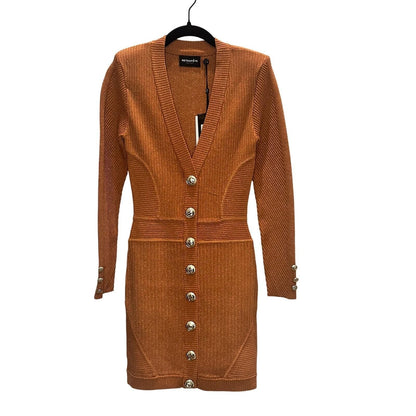 Zem Rib Knit Dress – Metallic Rust