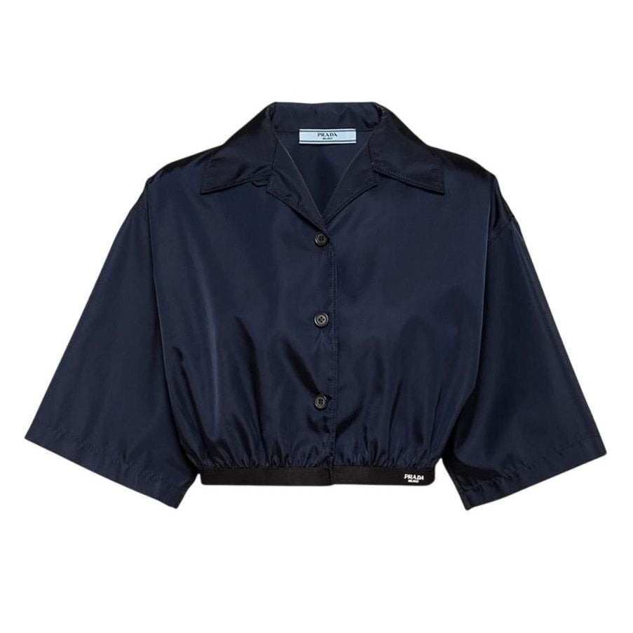 Re-Nylon Cropped Shirt – Navy Blue
