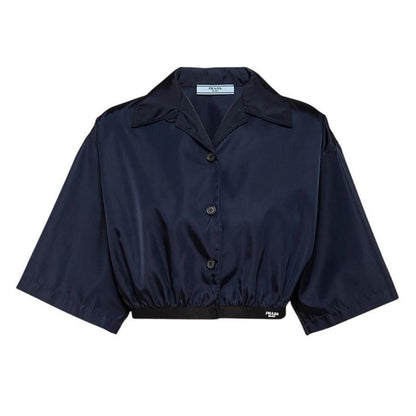Re-Nylon Cropped Shirt – Navy Blue
