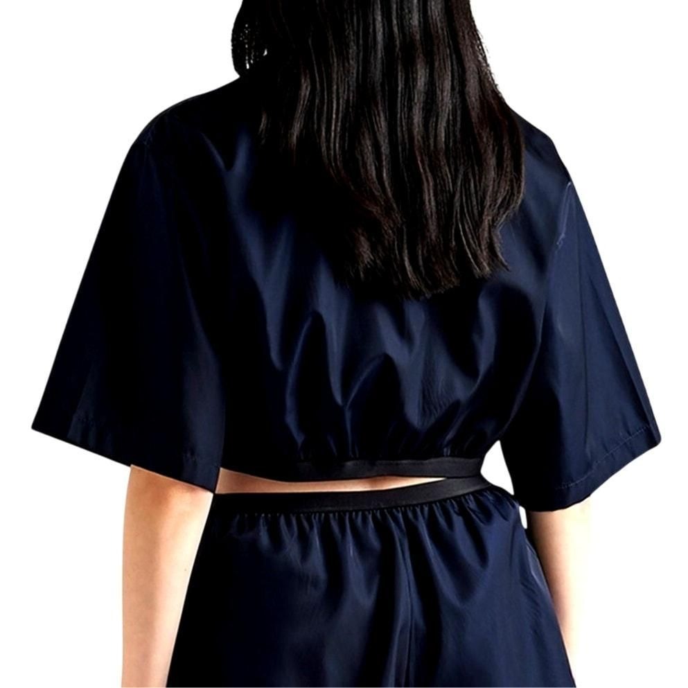 Re-Nylon Cropped Shirt – Navy Blue