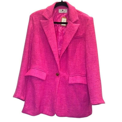 Textured Tweed Blazer – Pink