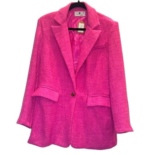 Textured Tweed Blazer – Pink