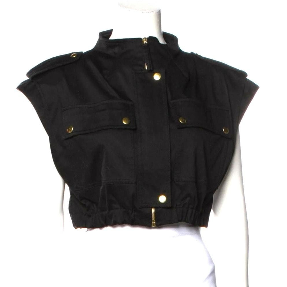 Zip-Up Cropped Cargo Vest
