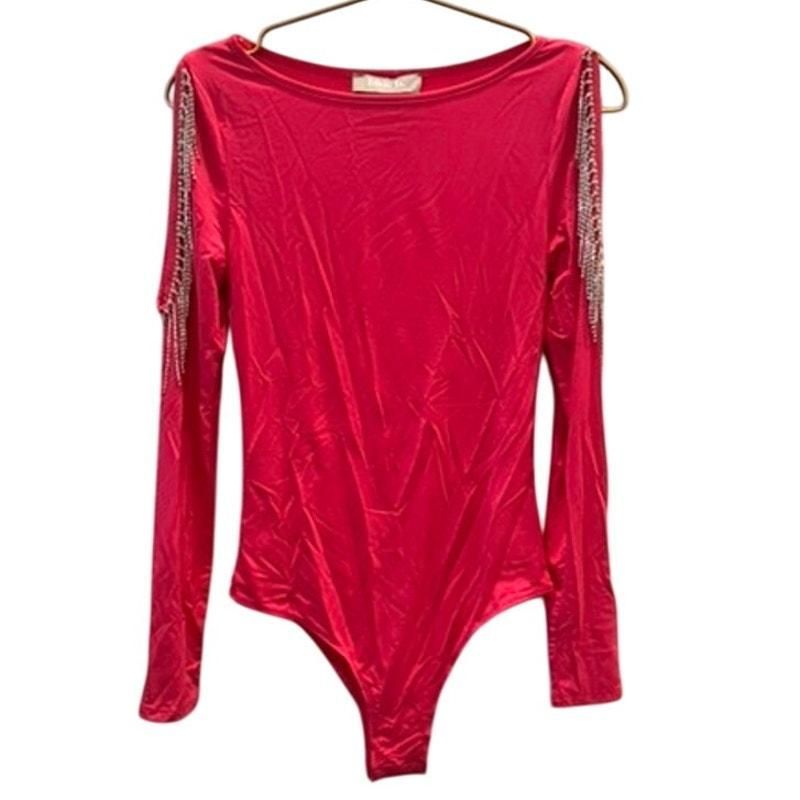 Blue B. Collection Crystal Cold-Shoulder Bodysuit — sold archive item