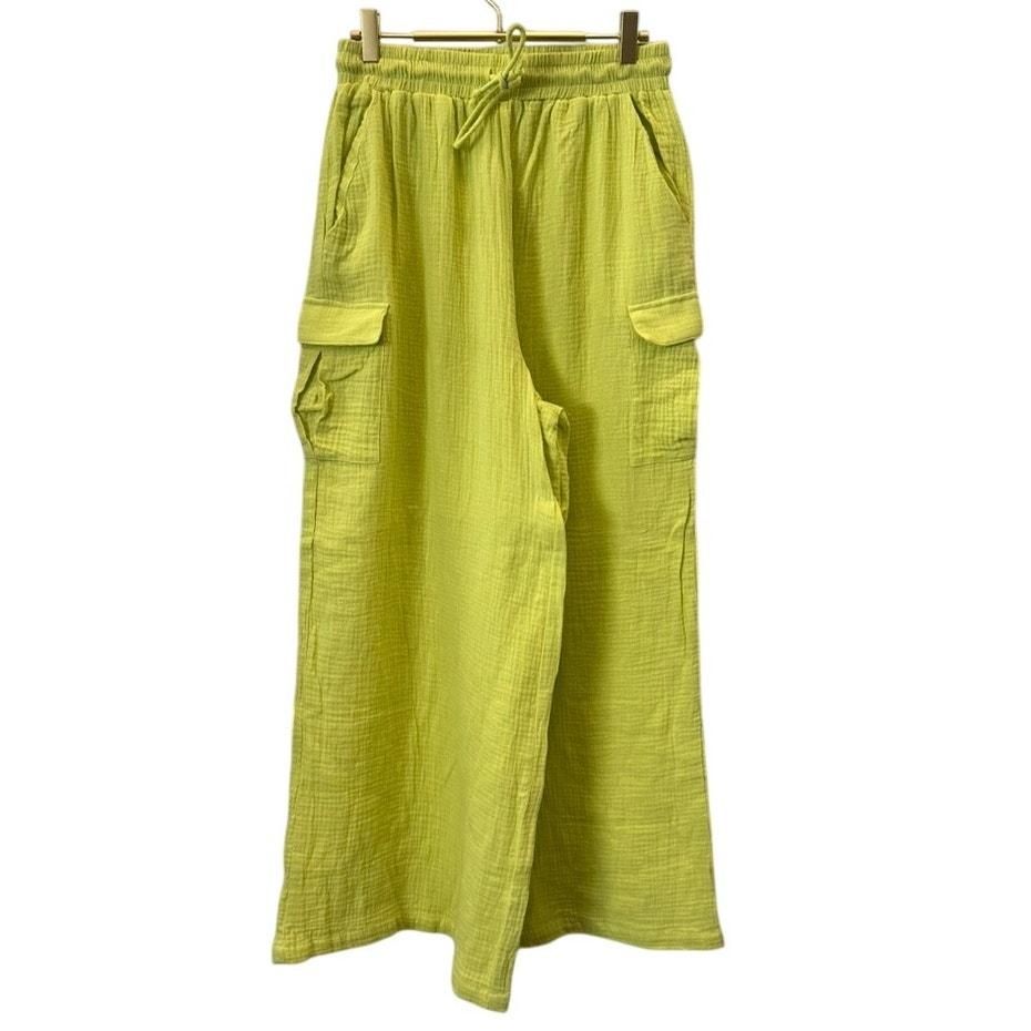 Easel Textured Cotton Cargo Wide-Leg Pants — sold archive item