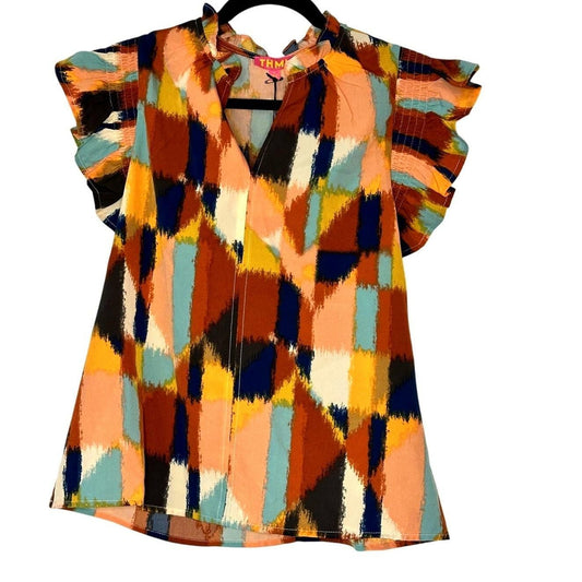 THML Embroidered Ruffle-Sleeve Blouse — sold archive item