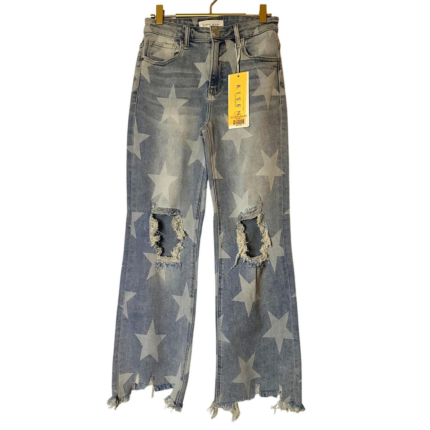 Risen Star-Print Cropped Jeans — sold archive item