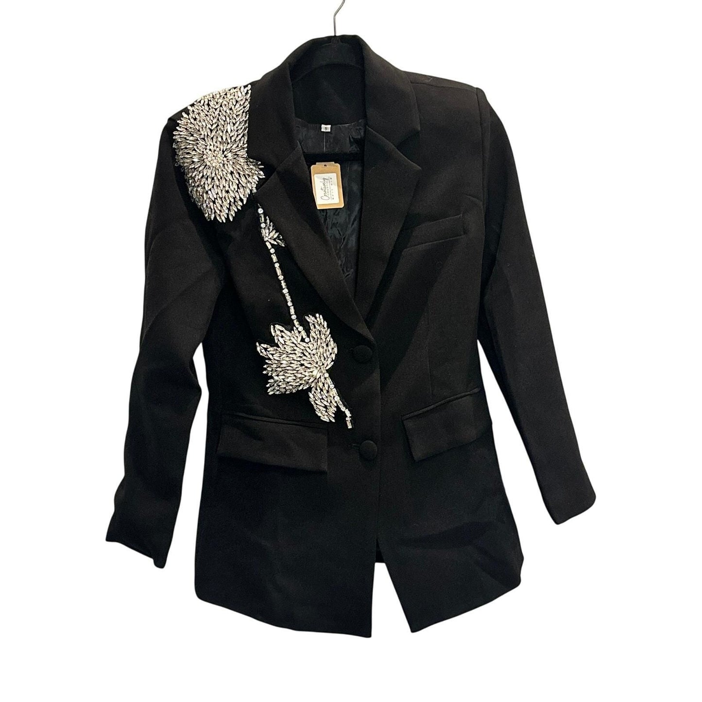 Zoey Rhinestone Floral-Embellished Blazer — sold archive item