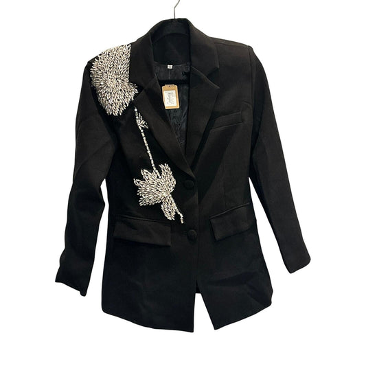 Zoey Rhinestone Floral-Embellished Blazer — sold archive item