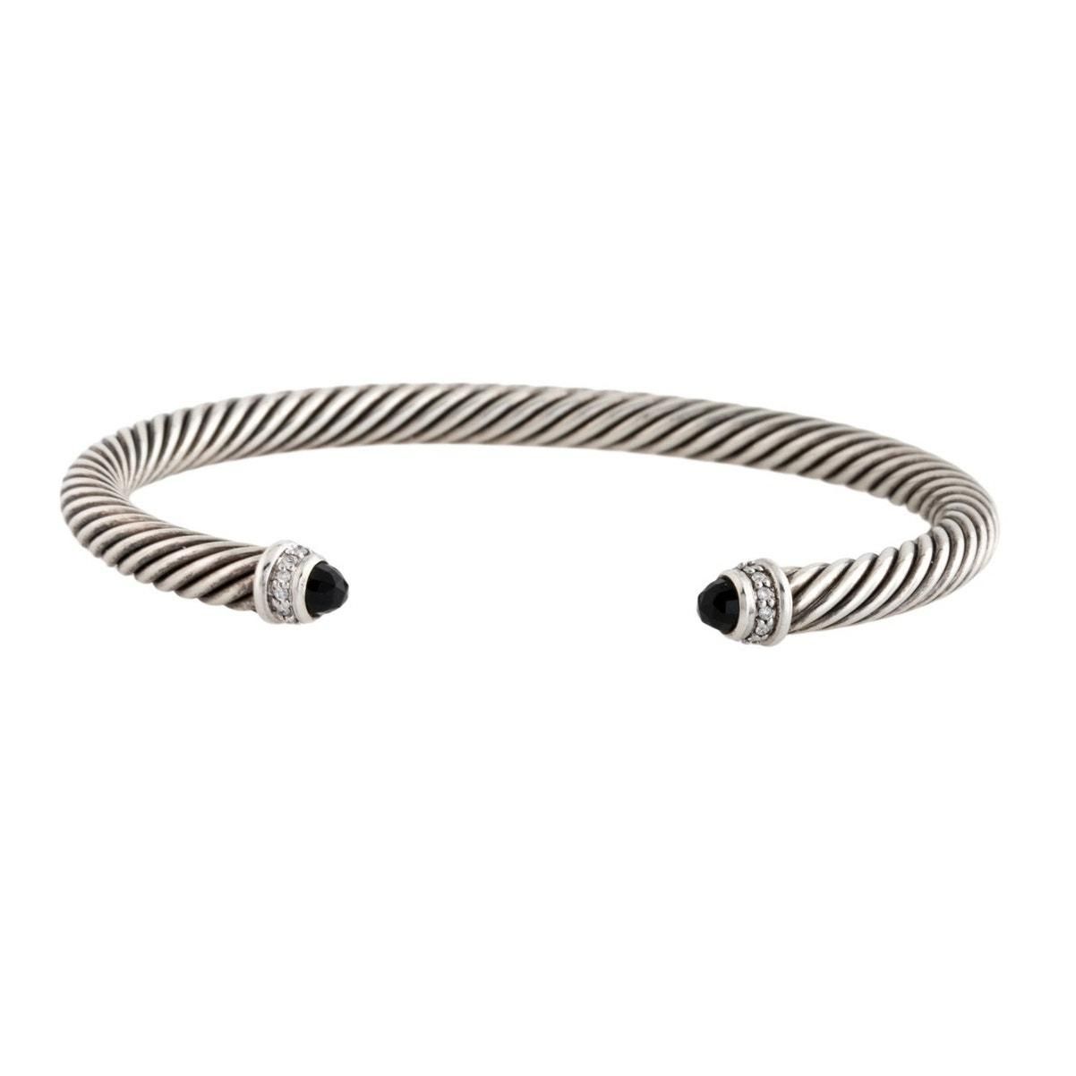 David Yurman Onyx & Diamond Classic Cable Cuff — sold archive item