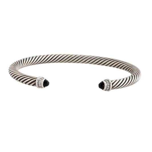 David Yurman Onyx & Diamond Classic Cable Cuff — sold archive item