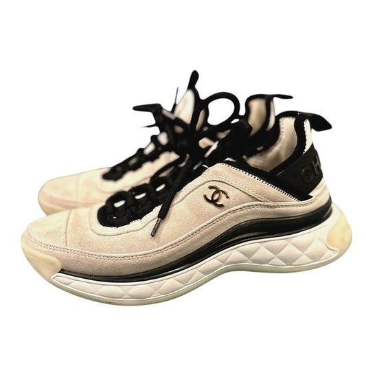 Chanel Fabric, Calfskin & Suede CC Sneakers — sold archive item