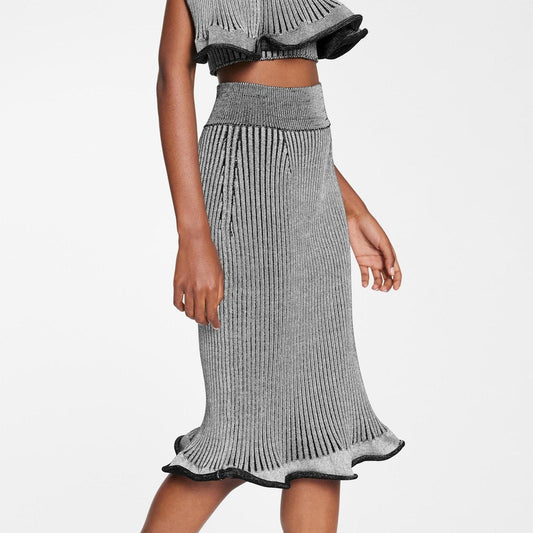 Bi-Color Ribbed Knit Skirt