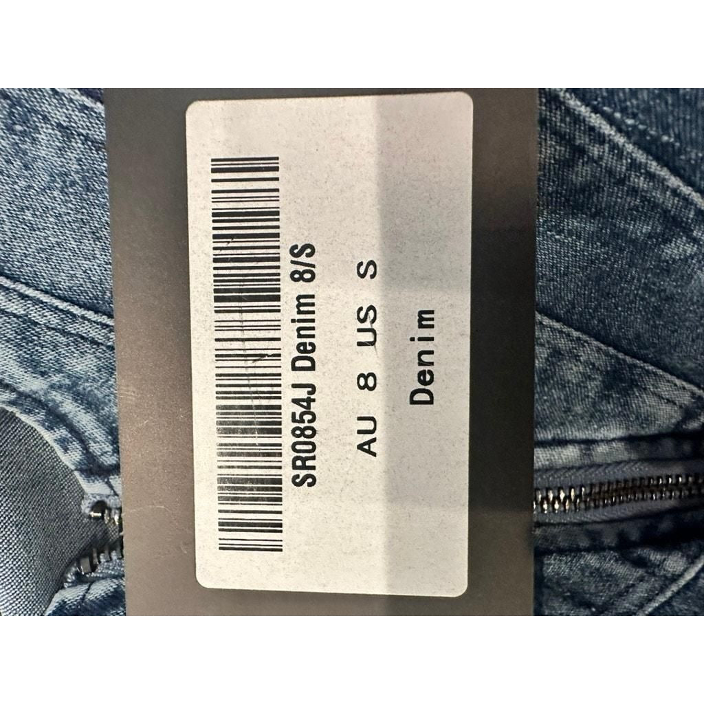 Denim Puff Sleeve Zip Dress – Light Wash