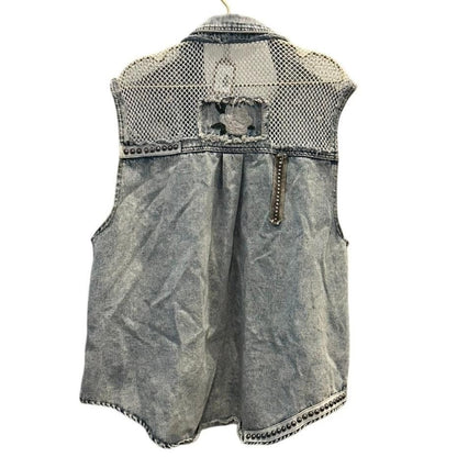 Embellished Denim Vest – Light Wash