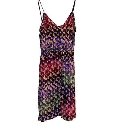 Printed Satin Slip Mini Dress – Magenta Multi