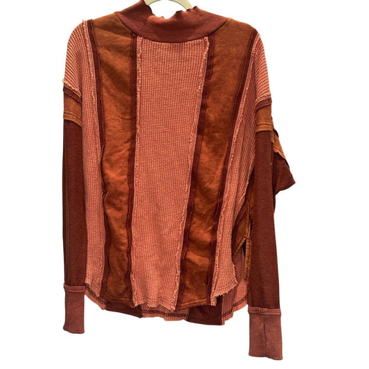 Colorblock Waffle Patchwork Thermal Top