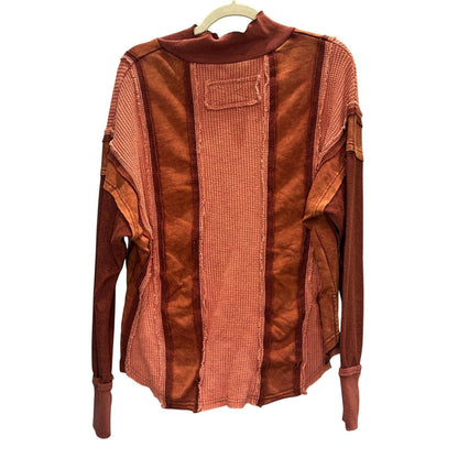 Colorblock Waffle Patchwork Thermal Top