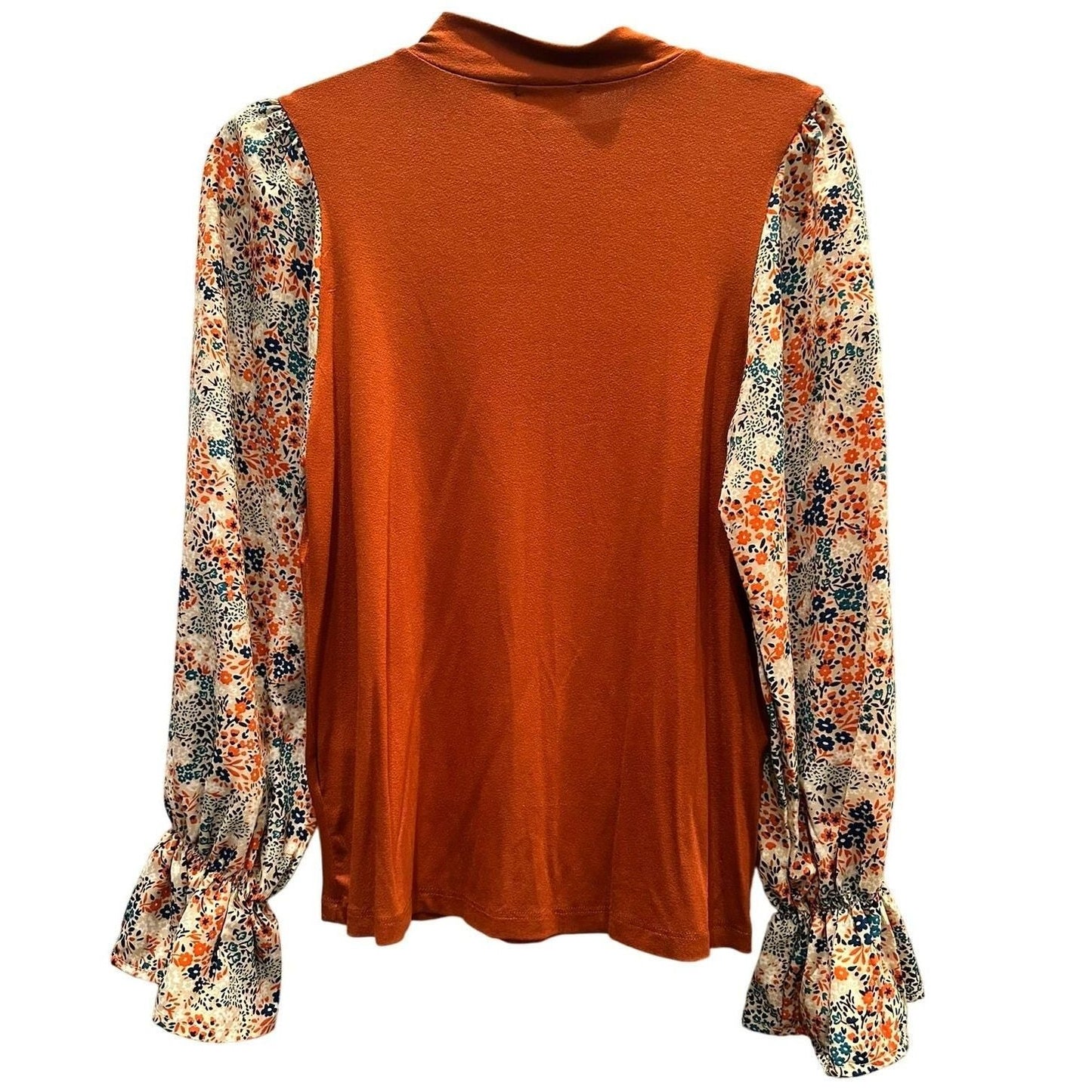 Rust Floral Sleeve Knit Top