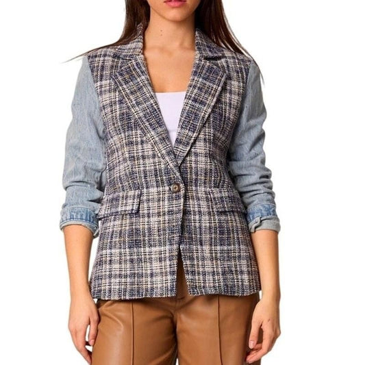 Mixed Media Tweed Blazer