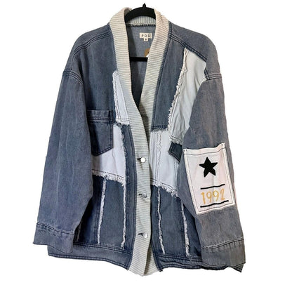 Denim & Ivory Button-Down Jacket