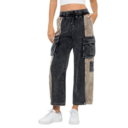 Color Block Corduroy Cargo Pants
