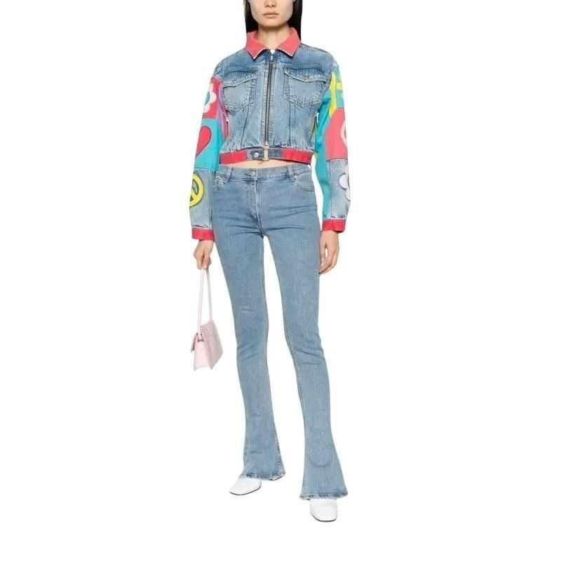 Graphic Print Denim Cotton Jacket