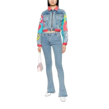 Graphic Print Denim Cotton Jacket