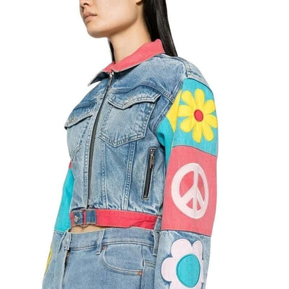Graphic Print Denim Cotton Jacket
