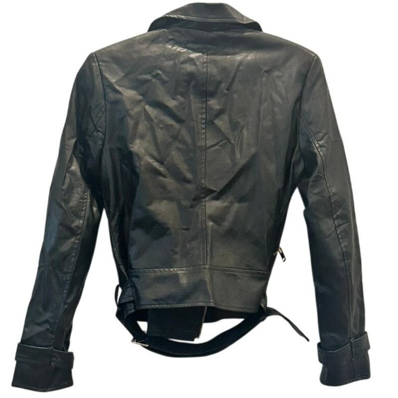 Faux Leather Moto Jacket – Black