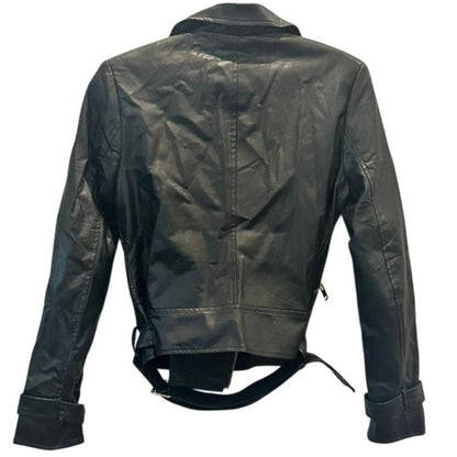 Faux Leather Moto Jacket – Black