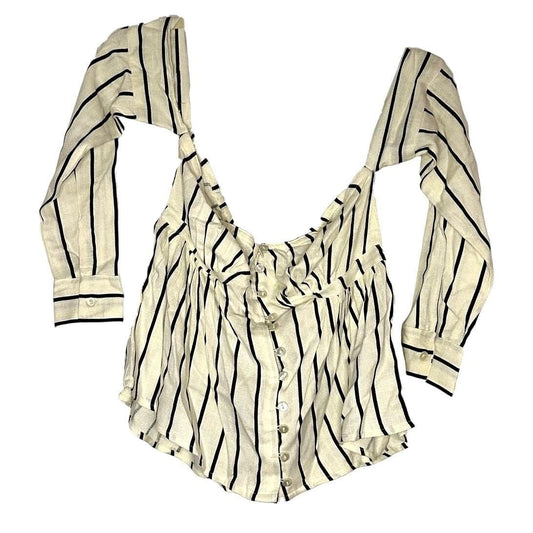 Striped Bardot Top – Ivory/Black