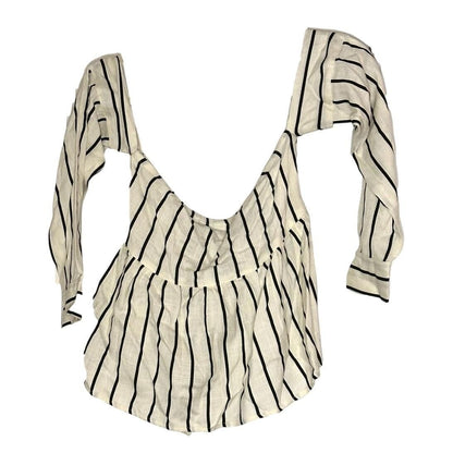 Striped Bardot Top – Ivory/Black